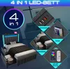 Collage of images showcasing the features of a LED bed. Produktbild-Vorschau
