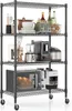 A four-tier wire shelving unit filled with kitchen appliances and accessories. Produktbild-Vorschau