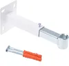 A white metal bracket with a silver threaded end and a pair of wall anchors and bolts. Voir les images du produit
