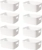 Eight white storage bins are arranged in a grid formation against a white background. Produktbild-Vorschau