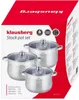 Sada 3 Veľkých Hrncov Klausberg 7+8,6+10,7L Kb-7177 Náhľad obrázku produktu 2