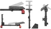 Multiple views of a black and red racing cockpit stand, showing adjustable parts. Produktbild-Vorschau