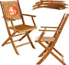 A set of four wooden folding garden chairs shown from different angles, with one chair prominently displayed in the foreground. Produktbild-Vorschau
