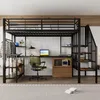 A loft bed with a desk and storage underneath, set up in a room with a rug. Náhled obrázku produktu