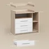 Commode à langer Livinity Torino Blanc/Sonoma avec tiroirs, Voir les images du produit 3
