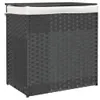 Wäschekorb mit 2 Fächern Grau 53x35x57 cm Poly Rattan Produktbild-Vorschau 1