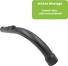 A black curved vacuum cleaner hose attachment is shown against a white background. A green rectangular overlay with German text is in the top right corner. Produktbild-Vorschau