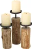 Boltze Kerzenständer Tempe 3-tlg. Kerzenhalter aus Holz + Náhled obrázku produktu 1