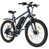 A studio shot of a blue electric bicycle against a white background. Voir les images du produit