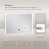 A diagram showing a LED bathroom mirror with dimensions and feature callouts. Náhled obrázku produktu
