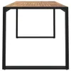 A close-up, straight-on view of a wooden table with black U-shaped legs, set against a white background. Produktbild-Vorschau