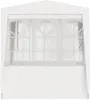A white party tent with three arched windows. Produktbild-Vorschau
