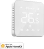 A white smart thermostat with a digital display showing the temperature and various icons. Produktbild-Vorschau