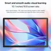 A tablet displaying a colorful abstract wallpaper, with marketing text above it. Produktbild-Vorschau