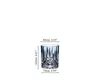 A blue crystal glass with dimensions indicated by measurement lines and text. Produktbild-Vorschau