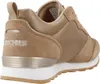 A close-up rear view of a tan Skechers sneaker. Produktbild-Vorschau
