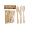 A package of wooden cutlery and individual pieces of cutlery are displayed against a white background. Anteprima dell’immagine prodotto