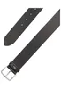 A black leather belt with a silver buckle is shown against a white background. Produktbild-Vorschau