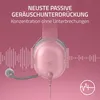 A pink Razer BlackShark V2 X headset is shown with sound wave graphics on a pink background. Produktbild-Vorschau