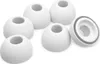 A group of white silicone ear tips for earbuds, with one ear tip shown from the inside, revealing a mesh filter. Náhled obrázku produktu