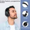A man wearing headphones, with close-up images of headphone features on the right. Produktbild-Vorschau