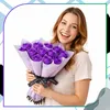 10 Seifenrosen, Strauß, Lila, Elegantes Geschenk, 28 cm Produktbild-Vorschau 6