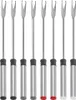 A set of seven stainless steel fondue forks with colored tips against a white background. Náhľad obrázku produktu