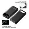 Two black power banks are shown on a white background, with callouts highlighting features. Produktbild-Vorschau