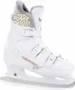 A white ice skate with gold accents and fur lining. Anteprima dell’immagine prodotto