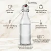 set di 12 bottiglie di vetro rotonde da 1000 ml con tappo a Anteprima dell’immagine prodotto 3