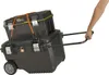 A person is pulling a rolling toolbox with another toolbox stacked on top, secured with an orange bungee cord. Anteprima dell’immagine prodotto