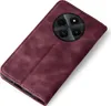 A burgundy flip case for a smartphone is shown from a diagonal top-down view against a white background. Produktbild-Vorschau