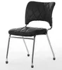 A black chair with a diamond-stitched seat and backrest, supported by a chrome frame and legs. Anteprima dell’immagine prodotto