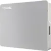 A silver Toshiba external hard drive is shown against a white background. Produktbild-Vorschau