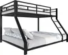 A black metal bunk bed with a ladder, set against a white background. Produktbild-Vorschau