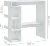 A white desk with shelves, showing dimensions and measurements. Anteprima dell’immagine prodotto