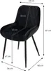 A black velvet dining chair with dimensions indicated by measurement lines and text. Náhľad obrázku produktu