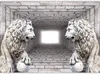 Selbstklebende Folie Fototapete - Stone Lions 294x210 cm 3D Produktbild-Vorschau 5