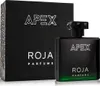 A black perfume bottle and its packaging are displayed against a white background. Produktbild-Vorschau