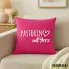 Huuraa Kissenbezug Pastorin mit Herz 40x40cm Fuchsia Produktbild-Vorschau 2