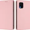 A pink leather flip phone case for a Xiaomi Mi 10 Lite 5G is shown from two angles. Produktbild-Vorschau