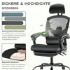 A close-up view of an ergonomic office chair with text and graphics highlighting its features. Voir les images du produit