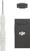 A screwdriver, a small adapter, and a black DJI dongle are arranged on a white background. Produktbild-Vorschau