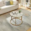Table basse 'Aulum' 50 x 70 cm marbre, blanc / or Voir les images du produit 5