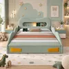 Babybed 140 x 200 cm, groen autobed van flanel met Productafbeelding-voorbeeld 7