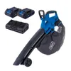 A cordless leaf blower with two batteries and a charger, displayed on a white background. Produktbild-Vorschau