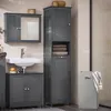 A bathroom vanity with a sink, mirror, and two storage cabinets, along with a tall cabinet and a laundry hamper. Náhľad obrázku produktu