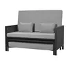 A gray outdoor sofa with a black frame and two gray cushions, shown against a white background. Podgląd zdjęcia produktu