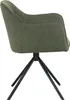 A side view of a green fabric chair with a black metal base. Produktbild-Vorschau