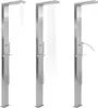 Three stainless steel outdoor shower columns are shown in different states of operation against a white background. Anteprima dell’immagine prodotto